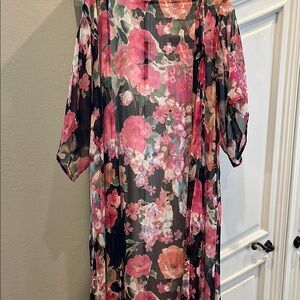 Betsey Johnson Floral Long Sleeve Dress - Pink and Black